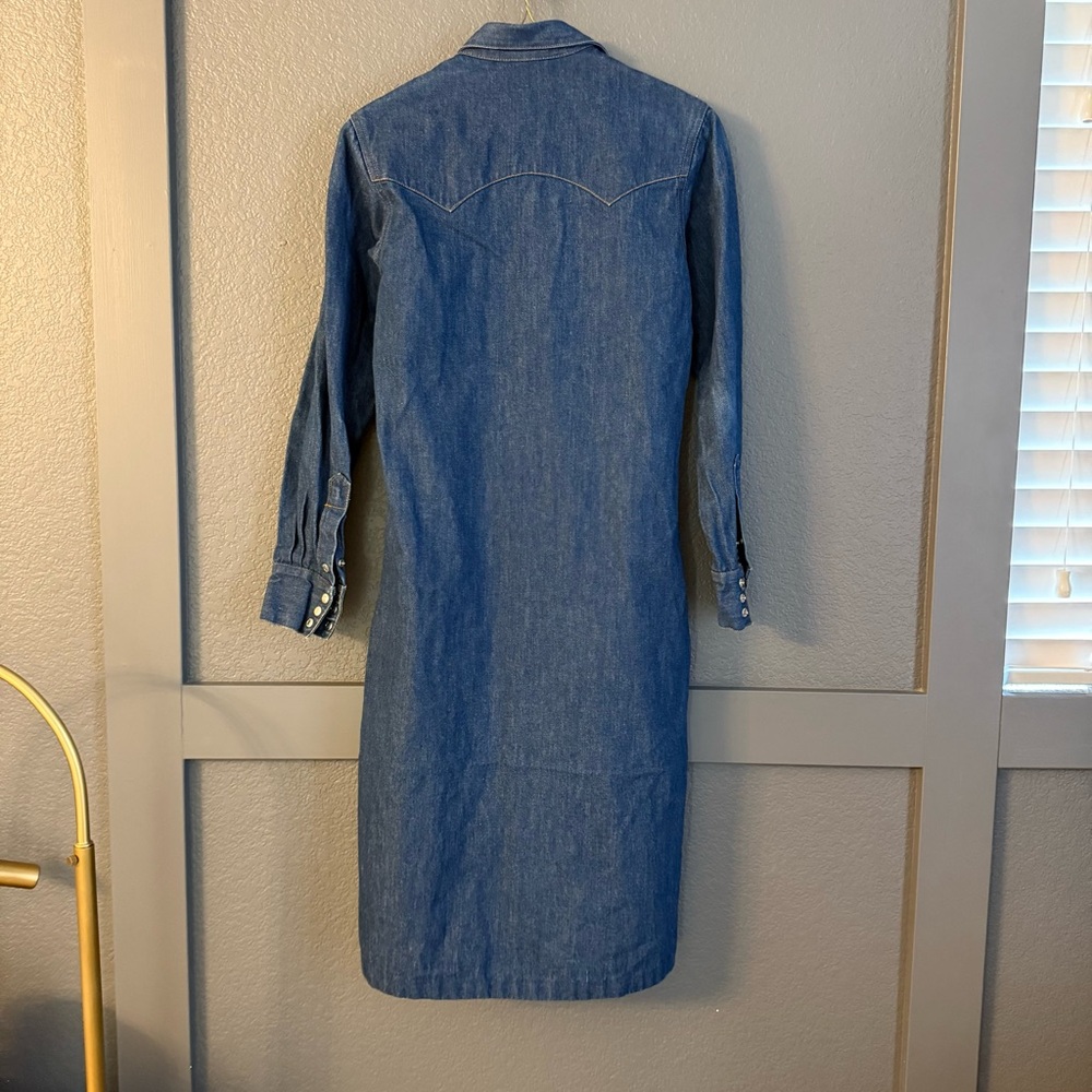 RALPH LAUREN • western wear vintage 1970s Denim Long Sleeve Dress size 6 - Picture 6 of 8